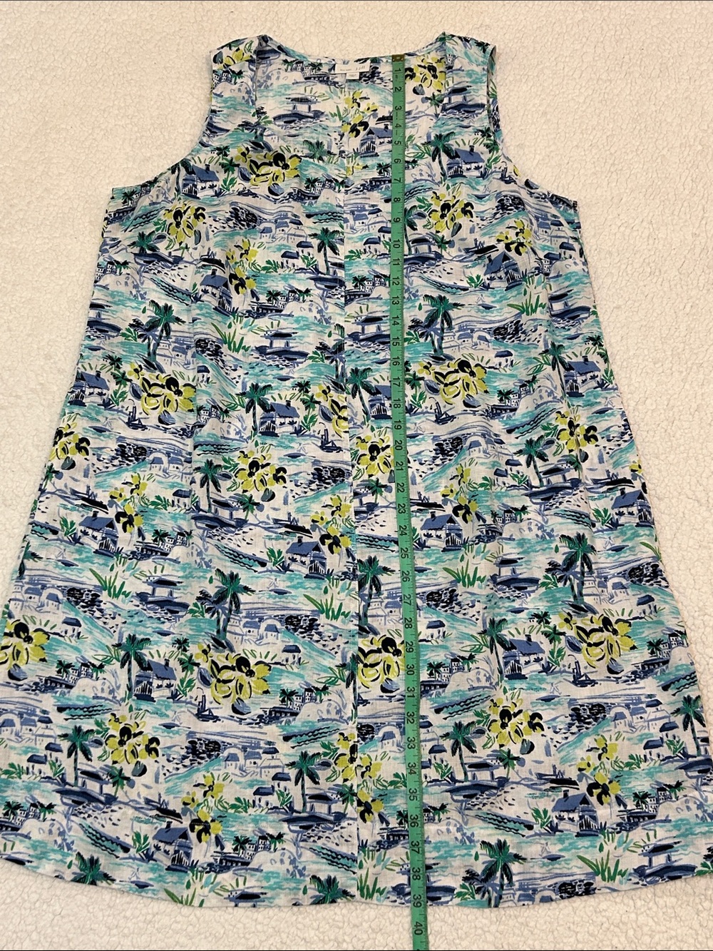 J. Jill Love Linen Sleeveless Dress size 1X Women's Tropical Print Blue & White - Picture 13 of 13